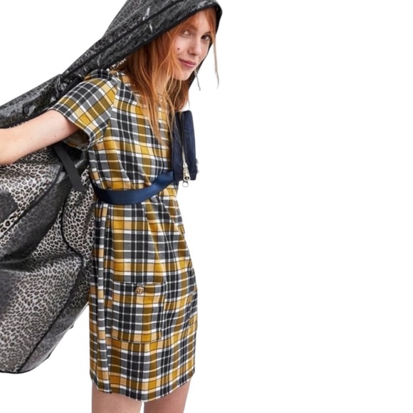 Zara Trafaluc Yellow & Black Plaid Mini Dress 💕 - Picture 1 of 8